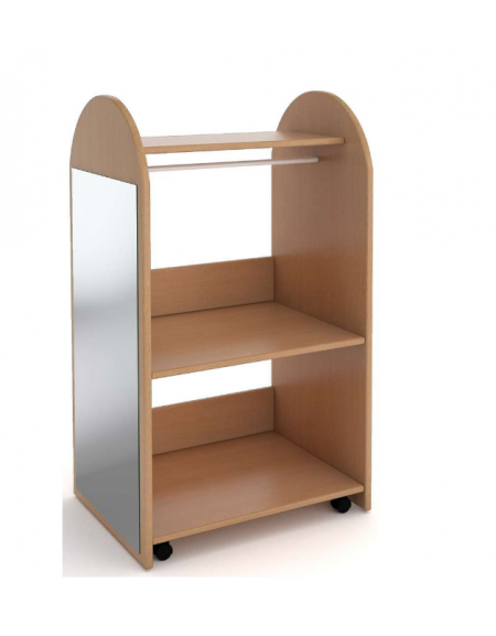 Carrello dei travestimenti realizzato in pannelli melaminici color faggio - cm 65x50x115h