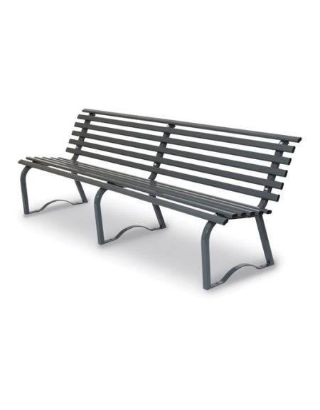 Panchina per parco in tubo d'acciaio colore GRIGIO RAL 7011 - dimensioni cm 200x43x74h