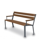 Panchina per parco in ferro e legno con schienale e braccioli - dimensioni cm 153x58x80h