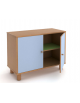 Mobile medio in legno con 1 ripiano e 2 ante colorate con maniglie anatomiche - cm 100x45x75h