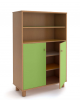 Armadio medio in legno con vano a giorno superiore e vano inferiore chiuso con ante basse colore a scelta - Dim:100x45x155h