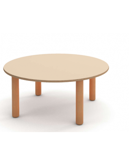 TAVOLO TONDO CIRCOLARE NIDO IN LEGNO MULTISTRATO DI BETULLA - PIANO COLORE A SCELTA - CM Ø100X41H