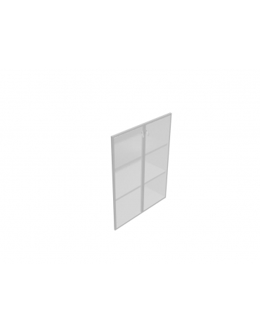 Coppia ante vetro medie per telaio in alluminio senza serratura - cm 90x1,8x116h