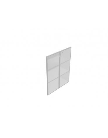 Coppia ante vetro medie per telaio in alluminio con serratura - cm 90x1,8x116h