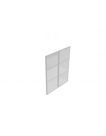 Coppia ante vetro medie per telaio in alluminio con serratura sovr. - cm 90x1,8x116h