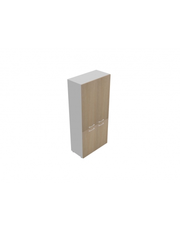 Mobile armadio alto per ufficio con 2+2 ante in legno - Colore carcassa ed ante : Bianco o Grigio - cm 90x45x196h 