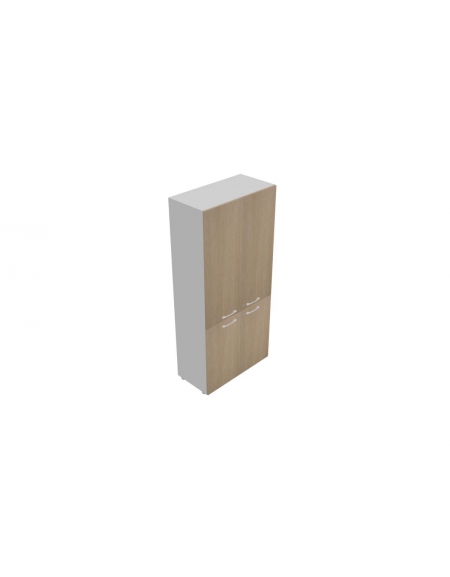 Mobile armadio alto per ufficio con 2+2 ante in legno - Colore carcassa ed ante : Bianco o Grigio - cm 90x45x196h 