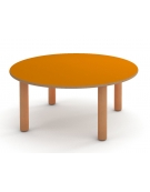 TAVOLO TONDO CIRCOLARE NIDO IN LEGNO MULTISTRATO DI BETULLA - PIANO COLORE A SCELTA - CM Ø100X41H