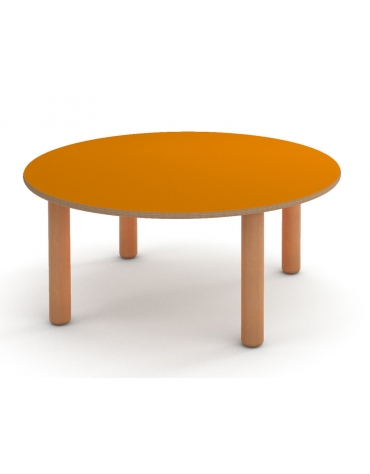 TAVOLO TONDO CIRCOLARE NIDO IN LEGNO MULTISTRATO DI BETULLA - PIANO COLORE A SCELTA - CM Ø100X41H