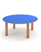 TAVOLO TONDO CIRCOLARE NIDO IN LEGNO MULTISTRATO DI BETULLA - PIANO COLORE A SCELTA - CM Ø100X41H