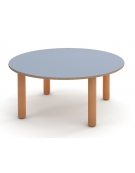TAVOLO TONDO CIRCOLARE NIDO IN LEGNO MULTISTRATO DI BETULLA - PIANO COLORE A SCELTA - CM Ø100X41H