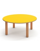 TAVOLO TONDO CIRCOLARE NIDO IN LEGNO MULTISTRATO DI BETULLA - PIANO COLORE A SCELTA - CM Ø100X41H