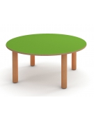 TAVOLO TONDO CIRCOLARE NIDO IN LEGNO MULTISTRATO DI BETULLA - PIANO COLORE A SCELTA - CM Ø100X41H