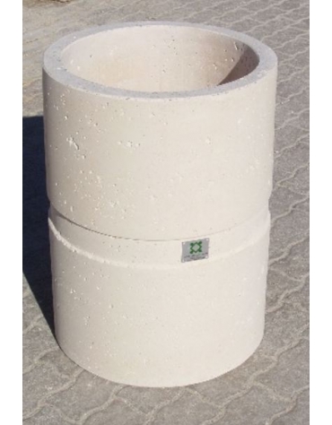 Cestone portarifiuti gettacarte in cemento colore Bianco pietra - con anello reggisacco - cm Ø50x70h - Conforme ai CAM