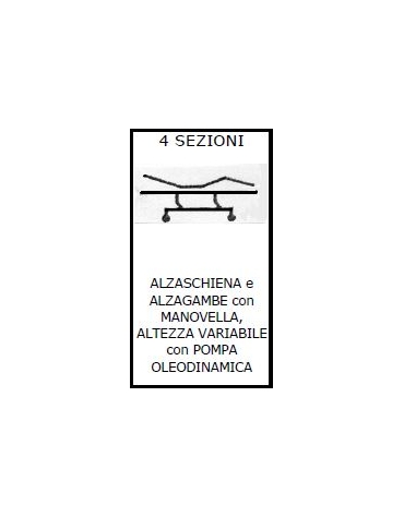 Letto a 4 sezioni. Alzaschiena – alzagambe con manovelle e crema