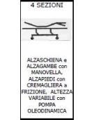 Letto a 4 sezioni. Alzaschiena – alzagambe con manovelle. Altezz
