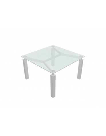 Tavolo riunione quadrato in vetro su capitelli cm 120x120x73,5h