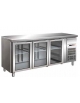Tavolo refrigerato 3 Porte a vetro con cassetto neutro in acciaio inox AISI 304 - Ventilato +2° +8°C cm. 179,5x70x86h