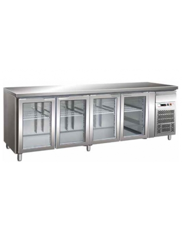 Tavolo refrigerato positivo 4 Porte a vetro cm. 223x70x85h