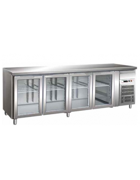 Tavolo refrigerato positivo 4 Porte a vetro cm. 223x70x85h