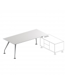 Scrivania dir. - pi. in cristallo bianco extra - 1 distanziale - gambe verniciate - cm 180x90x74h