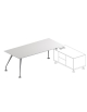Scrivania dir. - pi. in cristallo bianco extra - 1 distanziale - gambe cromate - cm 220x90x74h