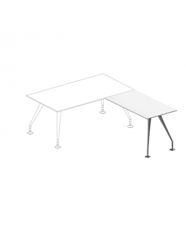 Allungo scrivania dir. - pi. in cristallo bianco extra - gambe verniciate - cm 100x65x74h