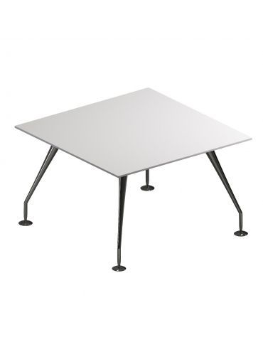 Tavolo riunione quadrato piano in legno - gambe verniciate - cm 120x120x74h