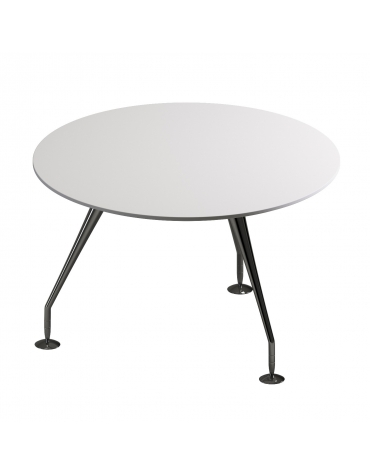 Tavolo riunione circolare con piano in legno - gambe cromate - cm diametro 120x74h