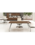 Tavolo riunione quadrato piano in legno - gambe verniciate - cm 120x120x74h