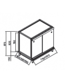 Retrobanco bar neutro in acciaio con top ed antine inox - cm 75x65x97h - Con struttura metallica