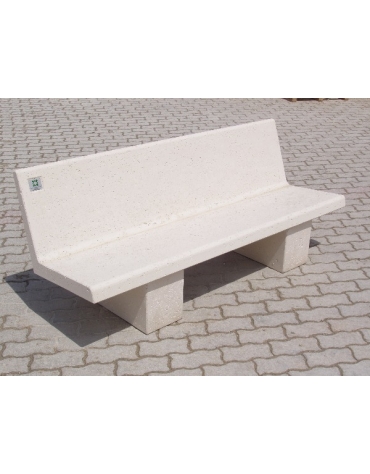 PANCHINA CON SPALLIERA IN CEMENTO CALCESTRUZZO PER ARREDO URBANO - COLORE BIANCO PIETRA - CM 170x56x68H - Conforme ai CAM