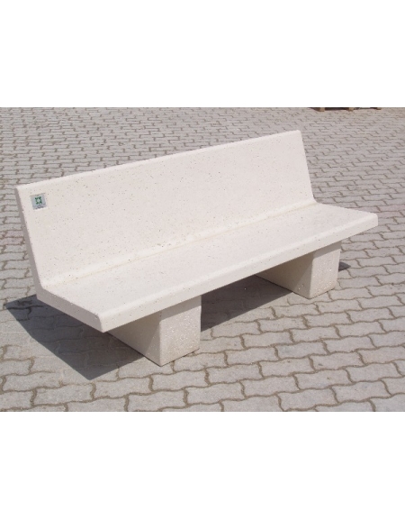 PANCHINA CON SPALLIERA IN CEMENTO CALCESTRUZZO PER ARREDO URBANO - COLORE BIANCO PIETRA - CM 170x56x68H - Conforme ai CAM