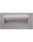 PANCHINA IN CEMENTO CON FIANCHI CURVI E SEDUTA CON FORI - COLORE BIANCO TRAVERTINO - CM 200X50X50H - CONFORME AI CAM