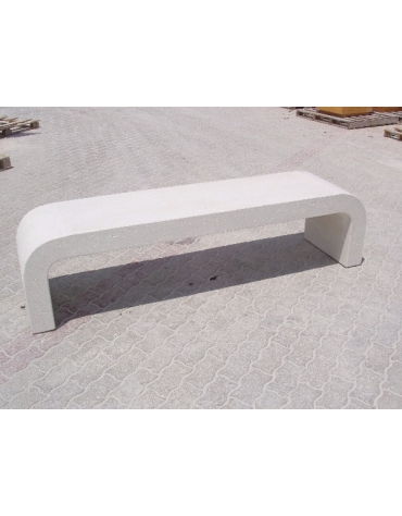 PANCHINA IN CEMENTO CON FIANCHI CURVI PER ARREDO URBANO - COLORE BIANCO PIETRA - CM 200X50X50H - CONFORME AI CAM