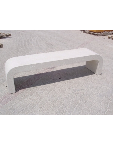 PANCHINA IN CEMENTO CON FIANCHI CURVI PER ARREDO URBANO - COLORE BIANCO PIETRA - CM 200X50X50H