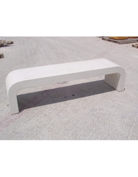 PANCHINA IN CEMENTO CON FIANCHI CURVI PER ARREDO URBANO - COLORE BIANCO PIETRA - CM 200X50X50H - CONFORME AI CAM
