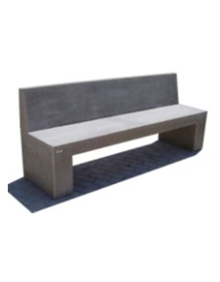 PANCHINA CON SCHIENALE IN CEMENTO SPESSORE CM 19 PER ARREDO URBANO - COLORE GRIGIO PIETRA - CM 200X50X90H