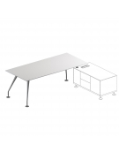 Tavolo riunione  - piano in cristallo - 1 distanziale - colore extrabianco gambe cromate - cm 180x120x74h