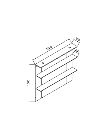 Alzata con mensole da cm. 150