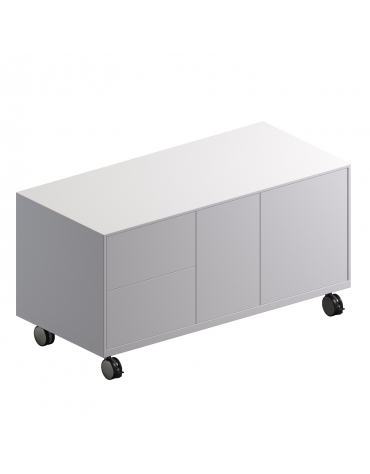 Mobile di servizio in legno su ruote con 2 cassetti cm 115x53x60h