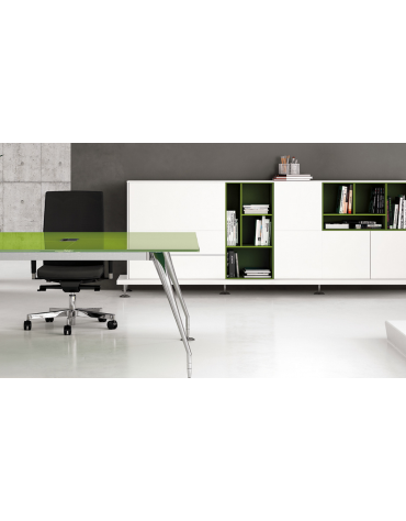 Mobile medio con 2 ante in vetro colore bianco extra - cm 90x46x155,5h