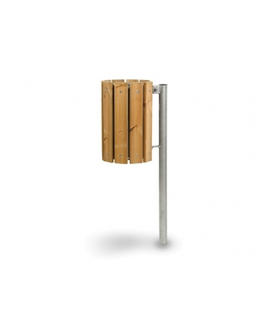 Cestino portarifiuti in legno per esterno con cestello estraibile - Capacità Litri 28 - da interrare - cm 31x48x102h