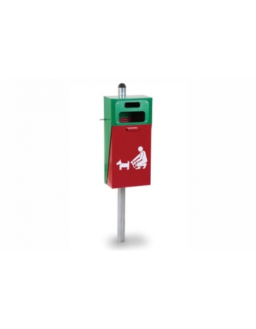 Cestino per escrementi dei cani con tettuccio  - Filo pavimento - cm 26x65x123h