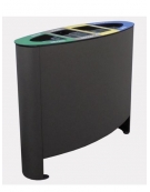 Cestino per la raccolta differenziata a 4 settori in acciaio inox di forma ellittica - Capacità Lt 130 -  cm 103,1x38,5x88,3h