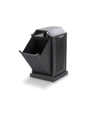 Cestone portarifiuti per parchi in acciaio - Pareti forate - dimensioni cm 55x55x96h