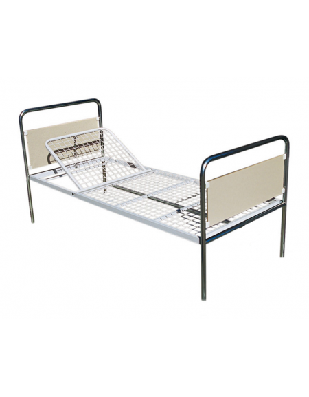 Letto standard Plus, in acciaio cromato con rete di appoggio materasso - cm 206x89x90h Letto standard Plus, in acciaio cromato con rete di appoggio materasso - cm 206x89x90h