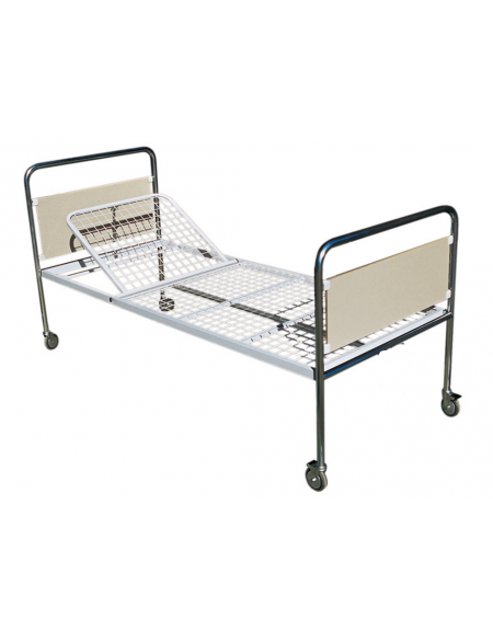 Letto degenza ospedaliero standard Plus, in acciaio cromato - con ruote - cm 206x89x90h