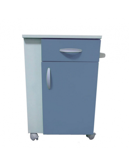 Comodino febo in acciaio verniciato  con porta bottiglia - blu - cm 42x52,5x80h