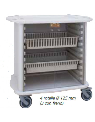 Carrello di servizio ospedaliero Aurion mini 600 - ISO - cm 59x99,3x88h